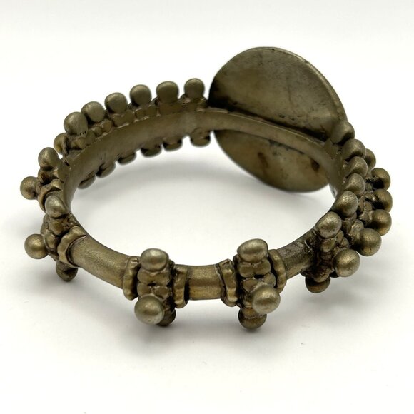 Vintage Brass Yemeni Cuff Bracelet Sunburst Heavy 7.3 oz 2.5” Interior Diameter - Picture 12 of 12